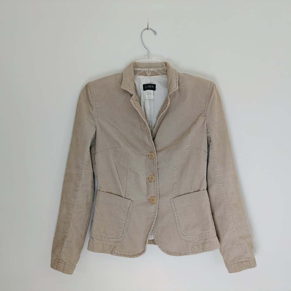 P XS J. Crew Women's Beige Corduroy Blazer Jacket